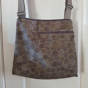 Maruca Spree Crossbody Bag Brown Fabric Geometric Handmade Boulder CO Boho Retro